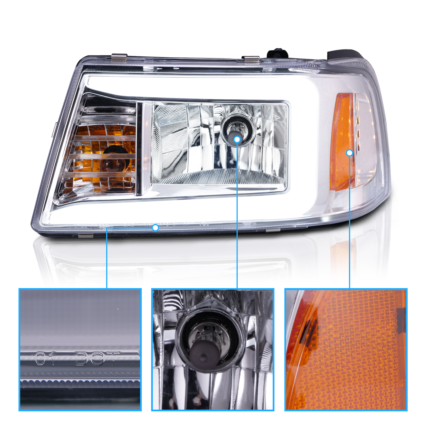 [LED Bar] 2001-2011 Ford Ranger Pickup Truck LED Running Light Chrome